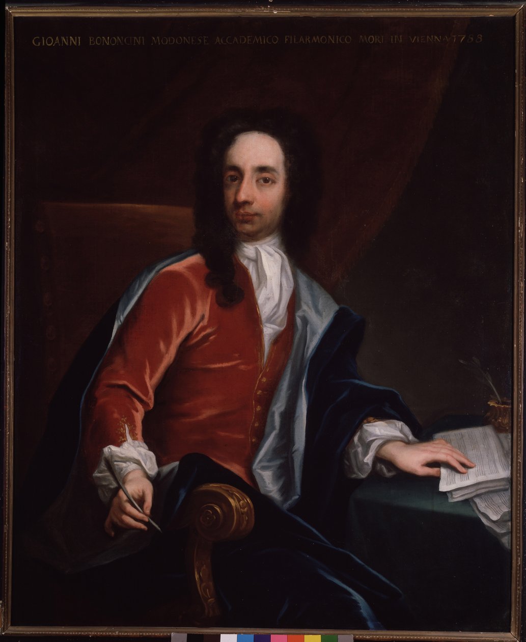 Portrett av Giovanni Battista Bononcini (1670–1747) italiensk barokkkomponist og cellist av Italian School