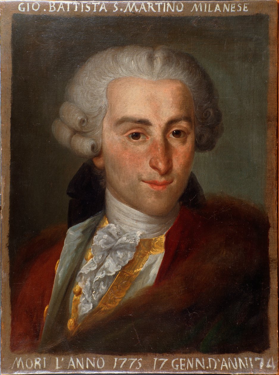 Portrett av Giovanni Battista Sammartini (1700-1775) italiensk komponist. av Italian School