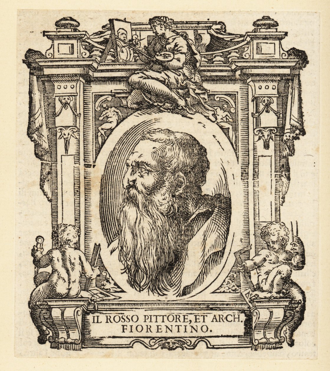 Portrett av Giovanni Battista di Jacopo, kjent som Rosso Fiorentino eller Il Rosso, italiensk arkitekt og manneristmaler i olje og freskomaleri fra den florentinske skolen av Italian School