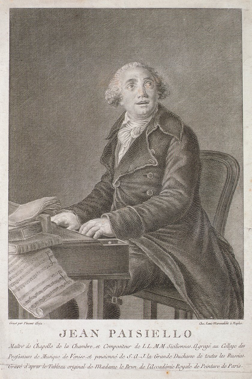 Portrett av Giovanni Paisiello (1782-1840) gravert av Vincent Aloja av Italian School