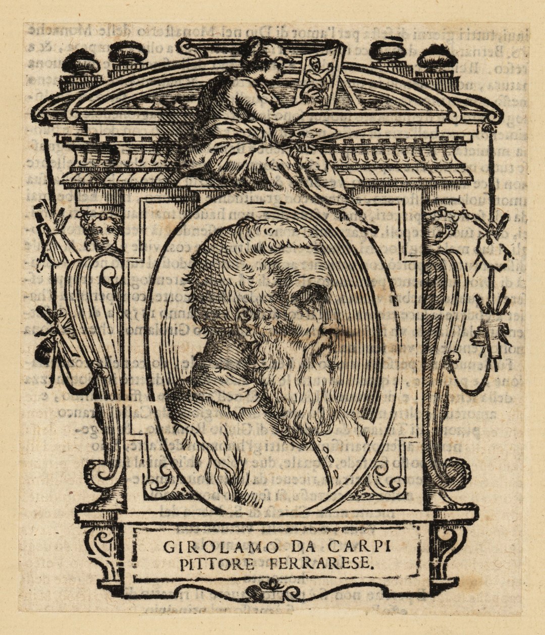 Portrett av Girolamo Da Carpi, italiensk maler og dekoratør som jobbet ved Court of House of Este i Ferrara av Italian School