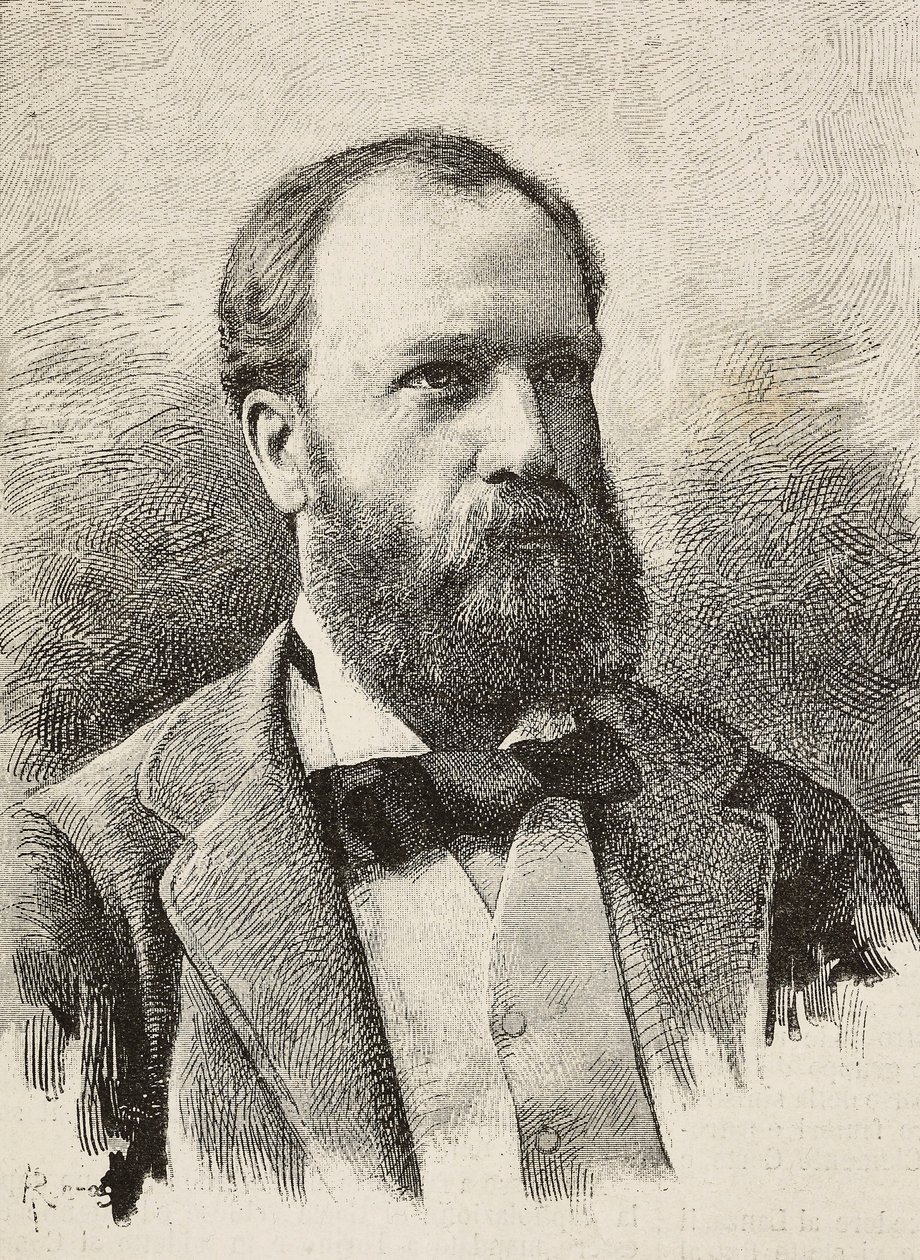 Portrett av Karl Hillebrand (1829-1884), tysk historiker, gravering av Riera fra fotografi av Schemboche, fra L'Illustration Italiana, nr. 46, 16. november av Italian School