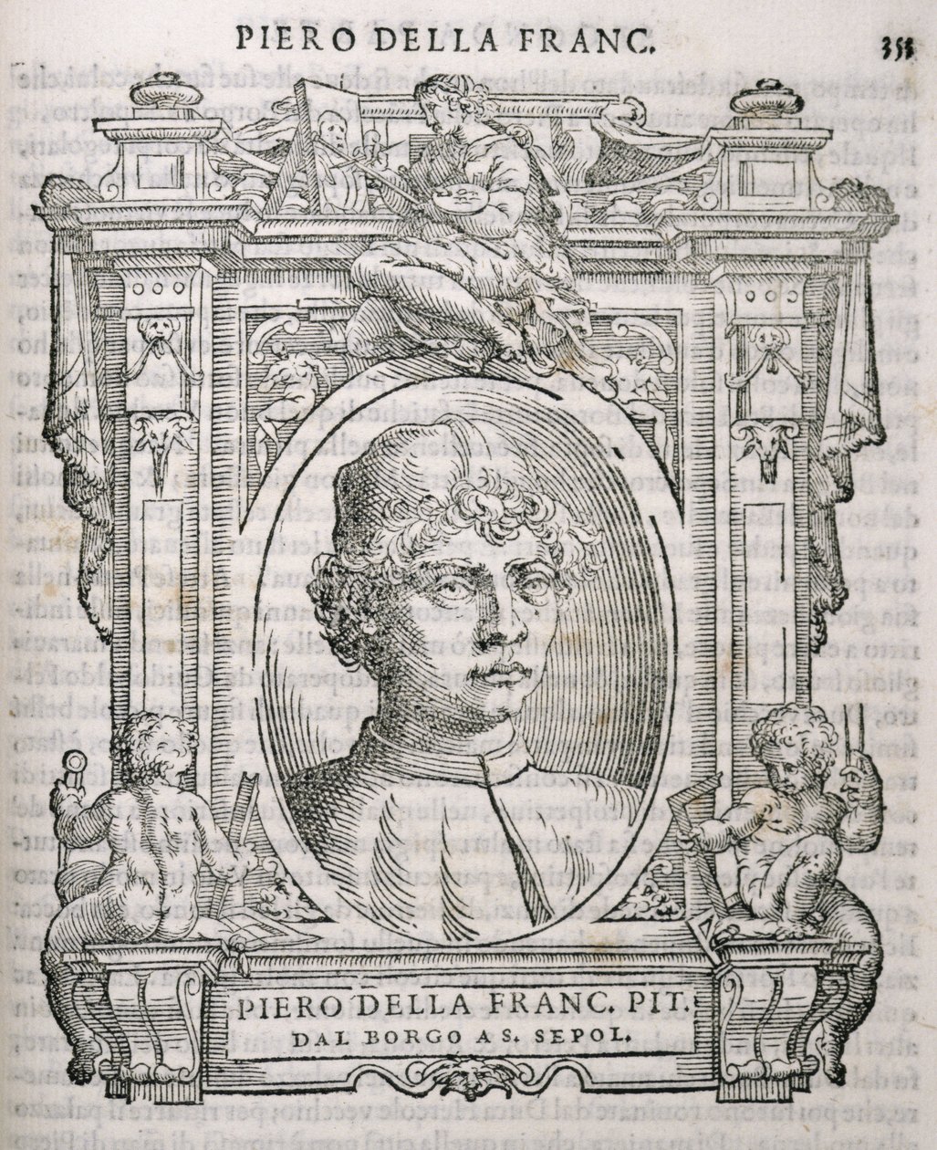 Portrett av Piero dell Francesca (1415-92) fra Vasaris Lives of the Artists, først utgitt 1550 av Italian School