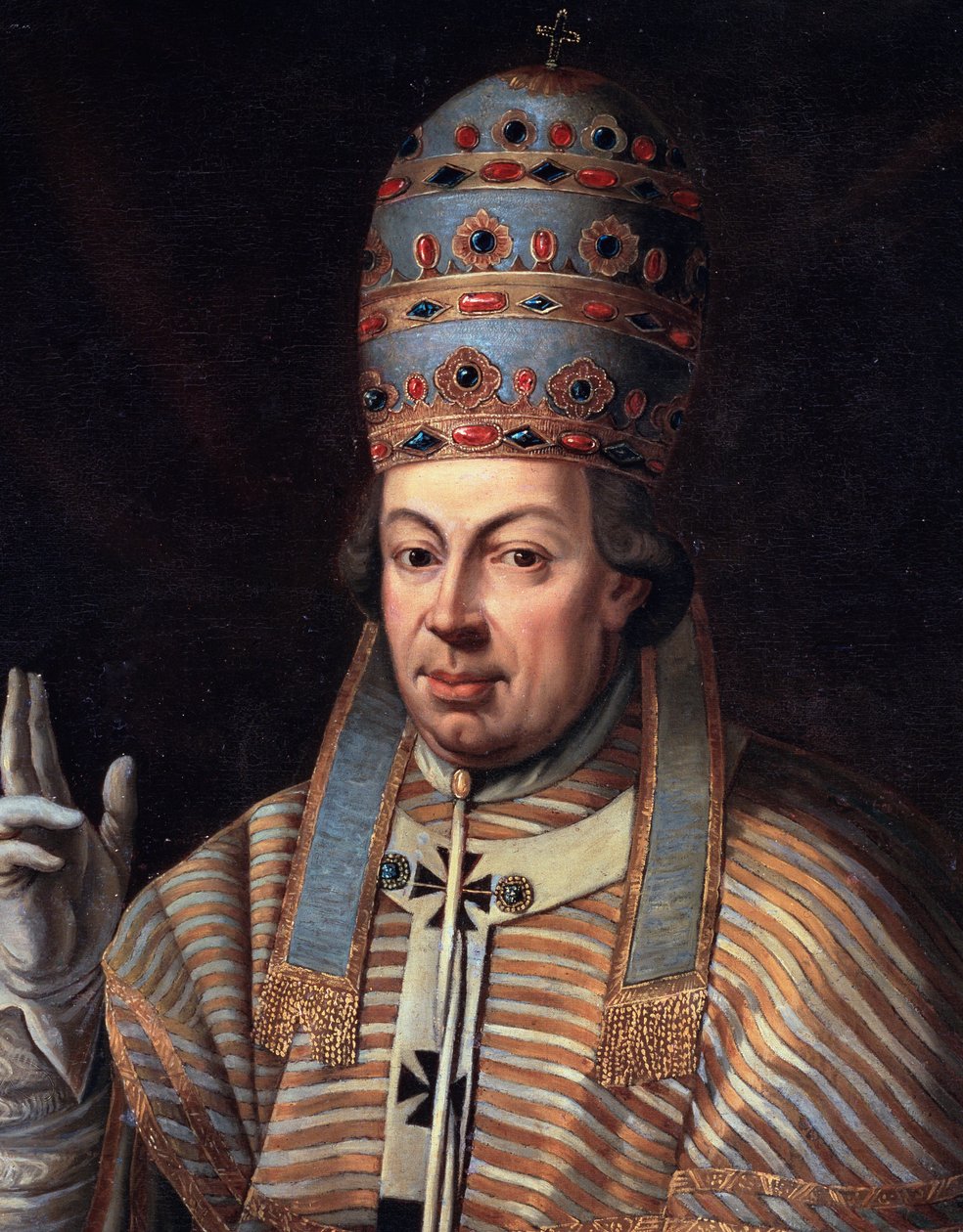 Portrett av pave Pius VI, detalj (olje på lerret av Italian School