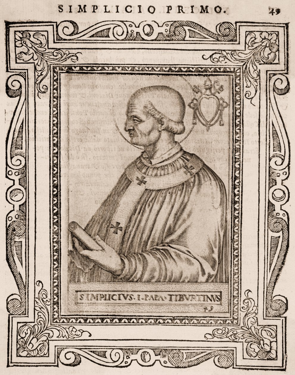 Portrett av pave Simplicius, ca. 1760 (gravering) av Italian School