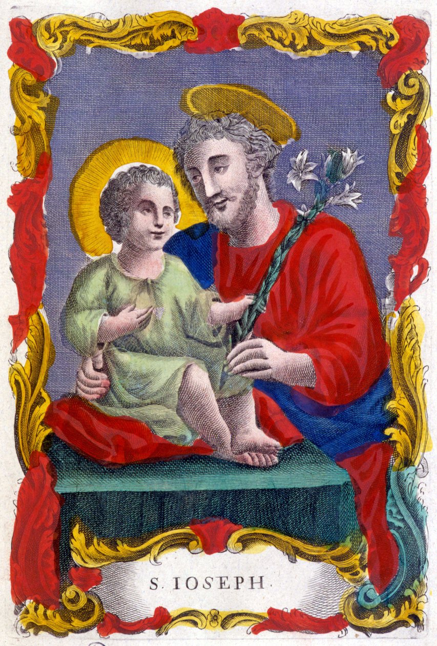 Portrett av Saint Joseph og Jesusbarnet, fromt bilde, Italia av Italian School