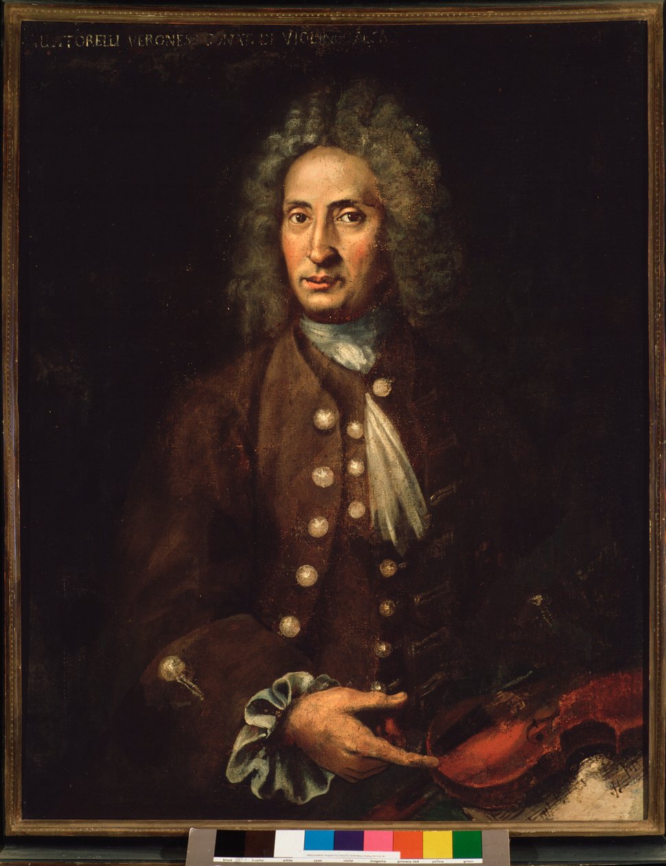Portrett av den italienske komponisten Giuseppe Torelli (1658-1709). av Italian School