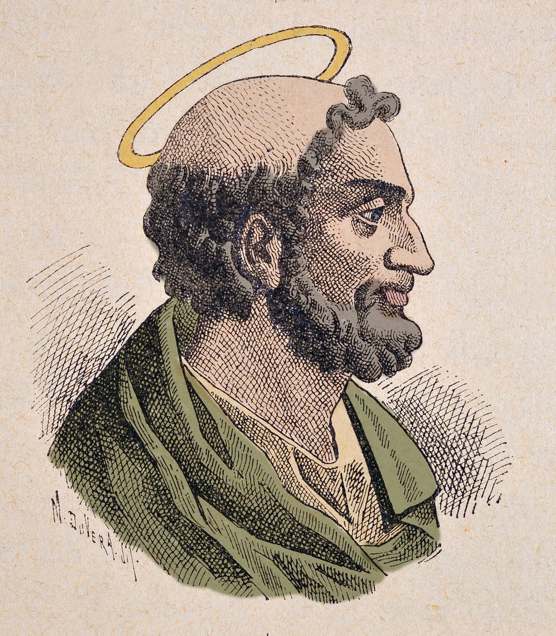 Portrett av Saint Pierre (1er siecle), første pave og biskop av Roma. av Italian School