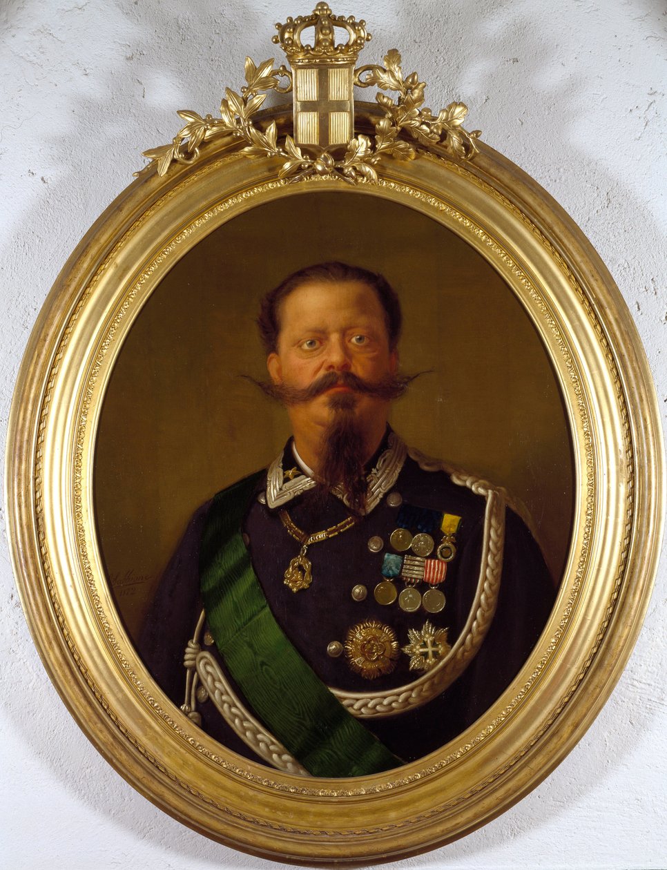 Portrett av kongen av Italia Vittorio Emanuele II (Victor Emmanuel) (Victor-Emmanuel) (1820-1870) Anonymt maleri. Privat samling fra 1800-tallet - Portrett av kongen av Italia, Victor Emanuel II (Vittorio Emanuele II) (1820-1870). Anonymt maleri av Italian School