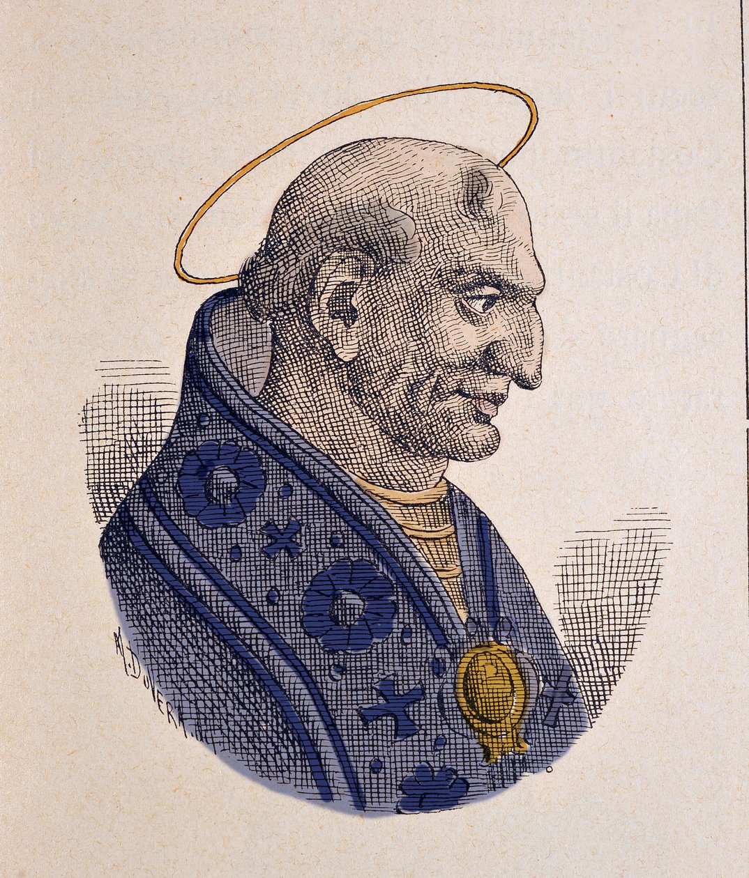 Portrett av pave Adeodat II eller Dieudonne (672-676) av Italian School
