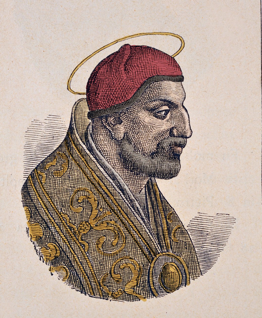Portrett av paven Benoit II (Benedict eller Benedetto eller Benedictus) (684-685) av Italian School
