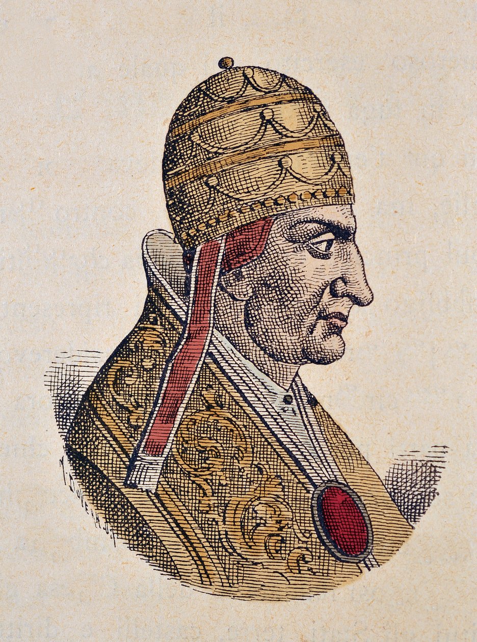 Portrett av paven Benoit IX (benedetto, Benedikt eller Benedictus) (1032-1044) av Italian School