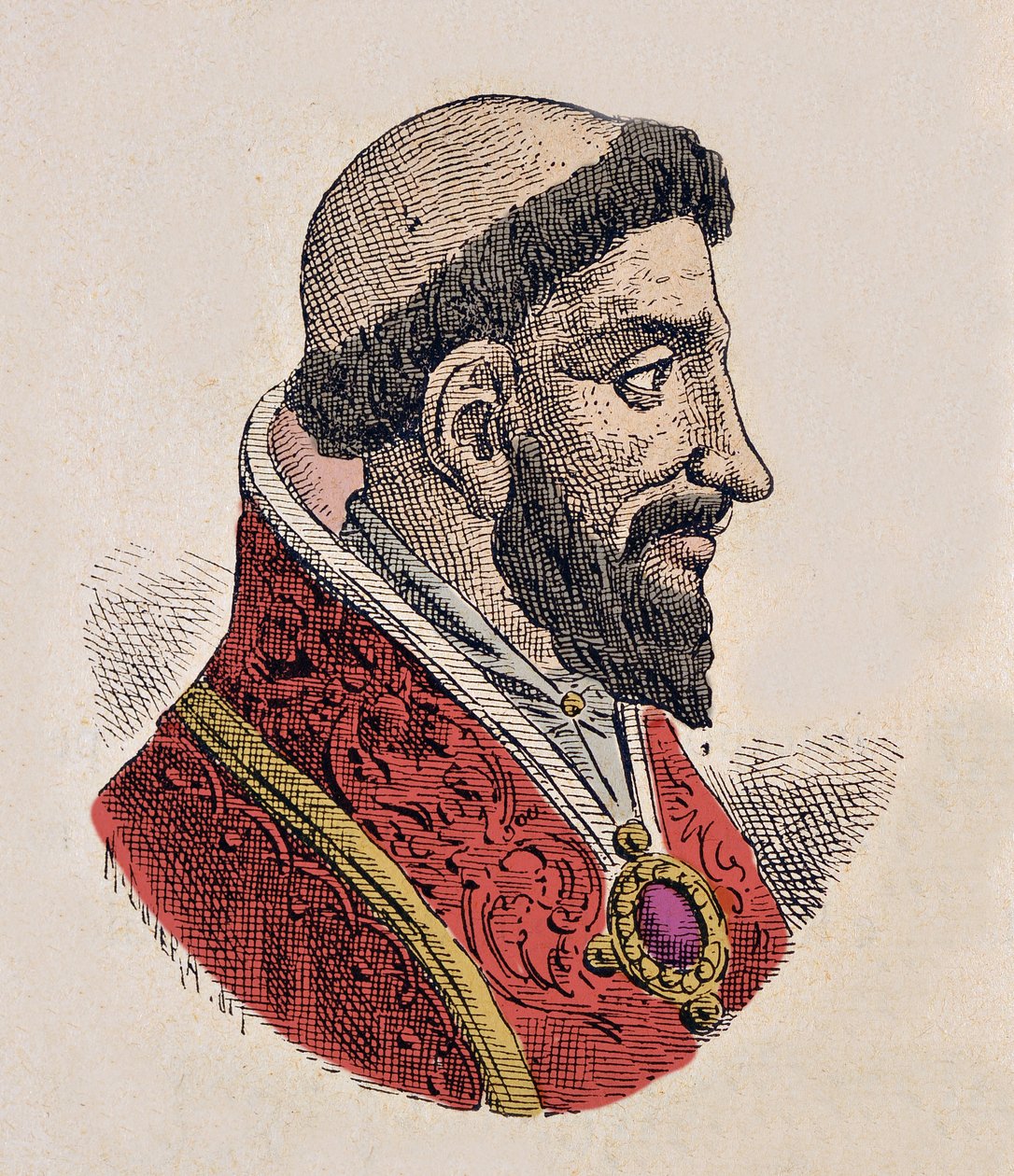 Portrett av pave Etienne VIII (Stephen, stefano eller Stephanus) (939-942) av Italian School
