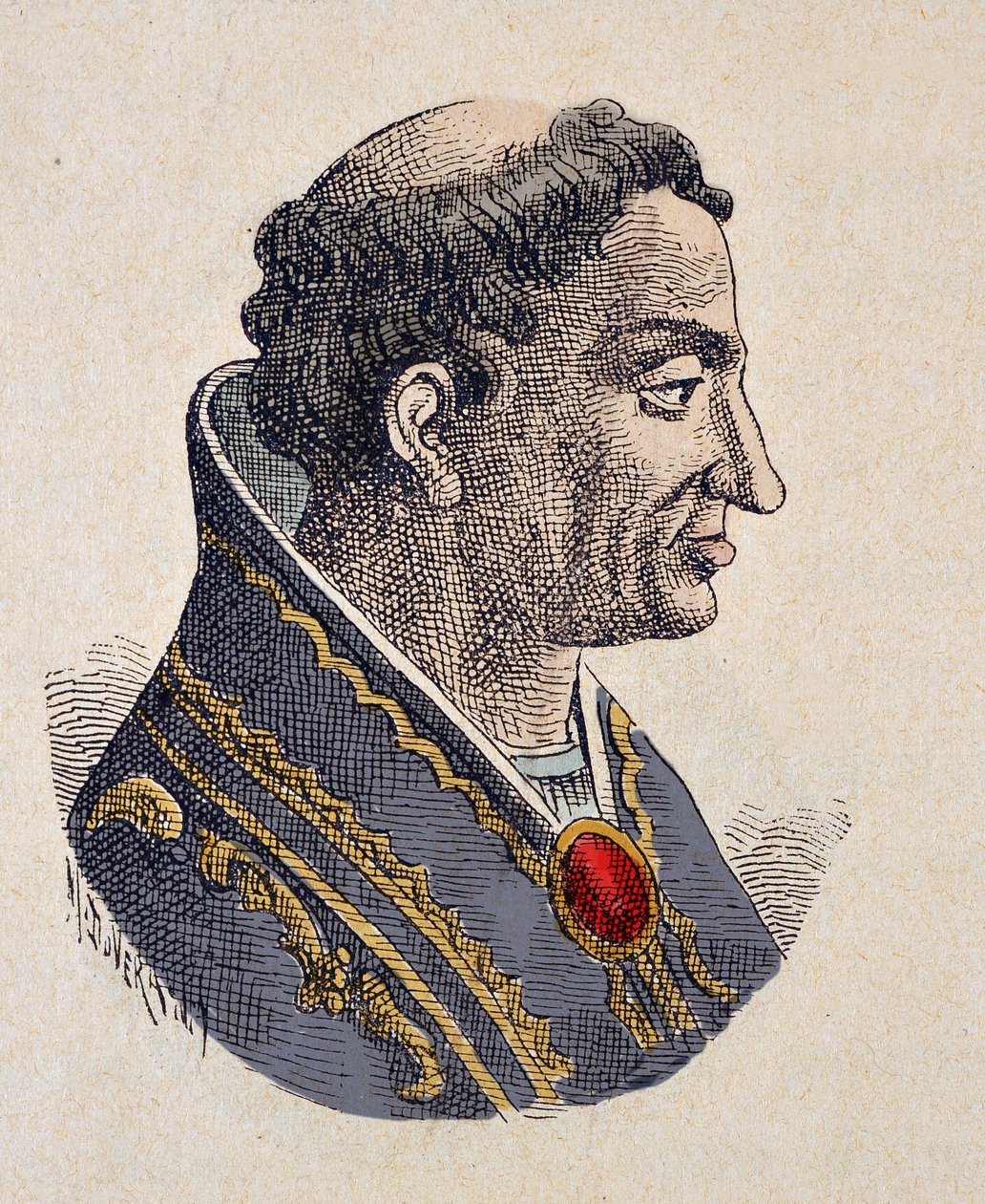 Portrett av paven Eugene II (Eugenio, Eugenius) (824-827) av Italian School