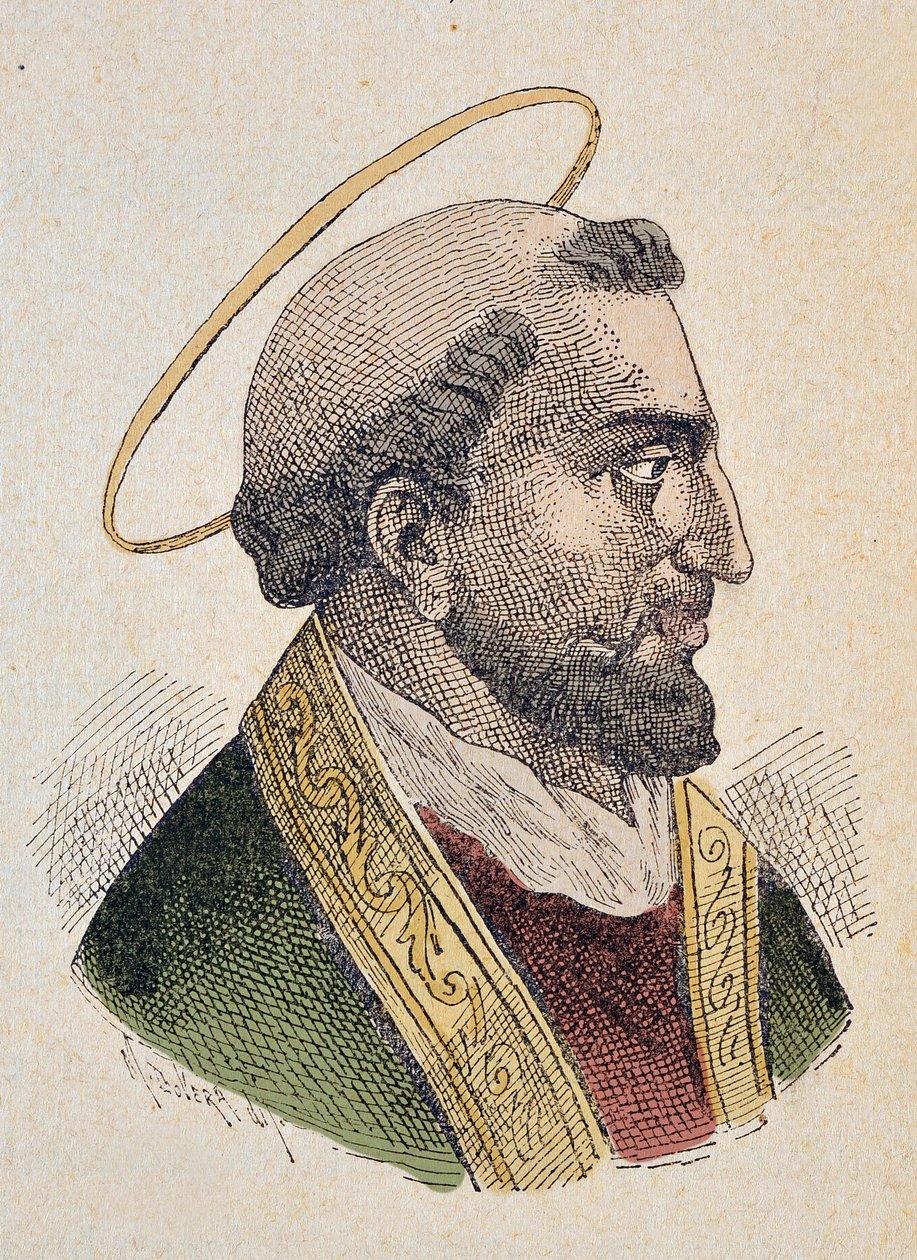 Portrett av paven Evariste (Evaristus eller Evaristo I) Ier (97-107) av Italian School