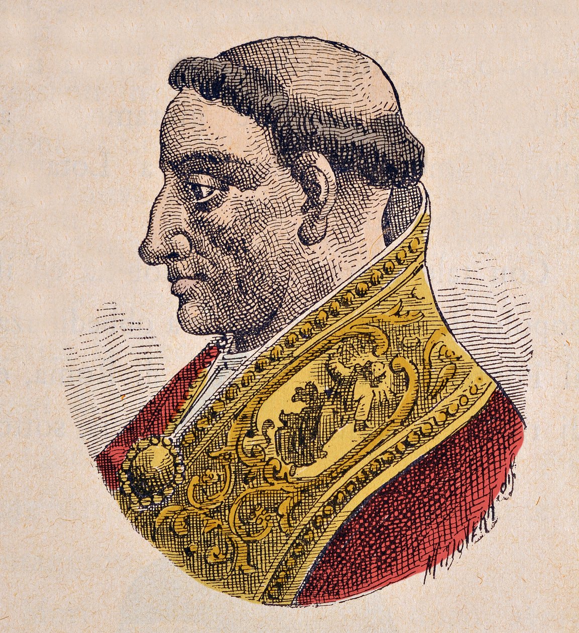 Portrett av paven Gregoire IV (Gregorio, Gregorius eller Gregory) (827-844) av Italian School
