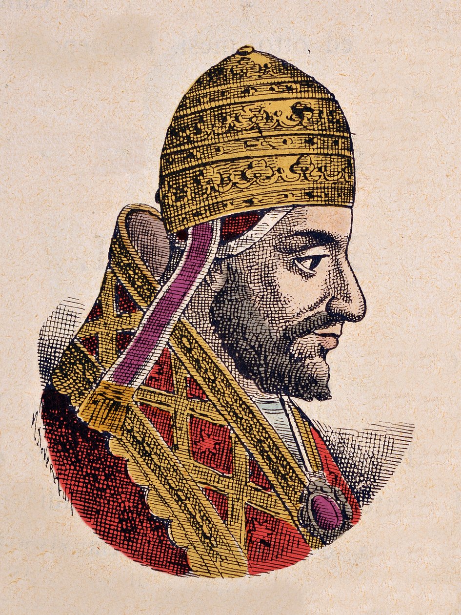 Portrett av paven Gregoire V (Gregorio, Gregorius eller Gregory) (996-999) av Italian School