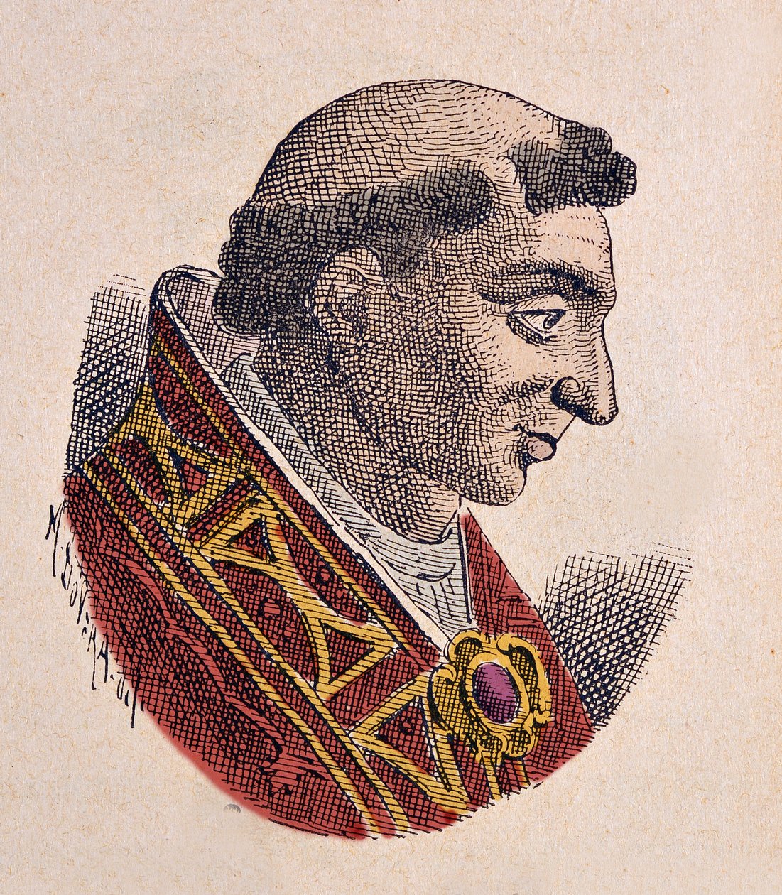 Portrett av pave Johannes IX (Giovanni, Ioannes) (898-900) av Italian School