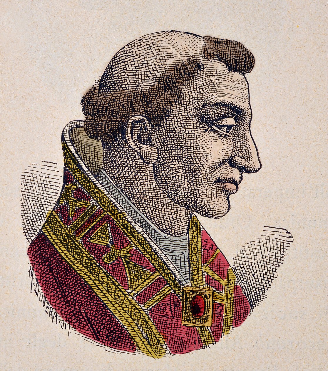 Portrett av pave Johannes VIII (Giovanni, Ioannes) (872-882) av Italian School