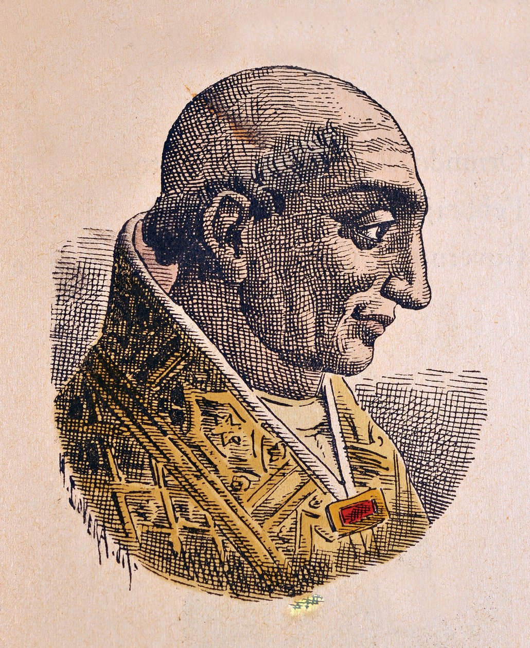 Portrett av paven Landon (Lando, Landone eller Landus) (913-914) av Italian School