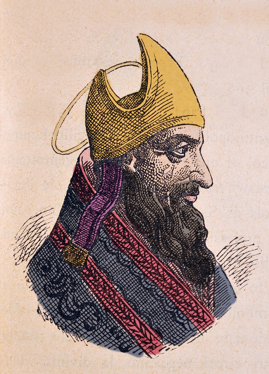 Portrett av paven Libere (Liberius eller Liberio) (352-366) av Italian School