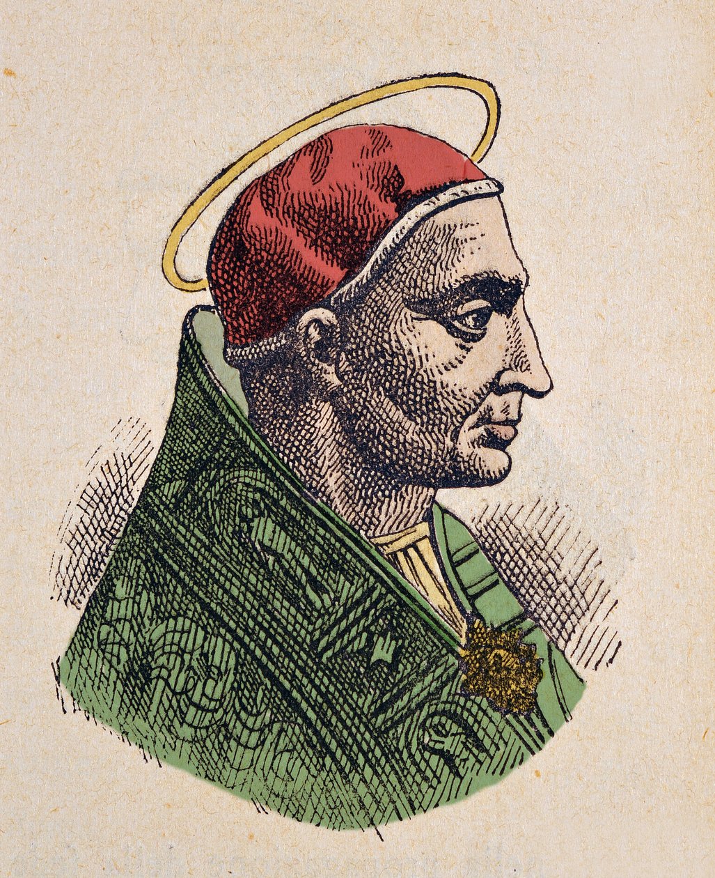 Portrett av paven Sirice (Siricius, Siricio) (384-399) av Italian School