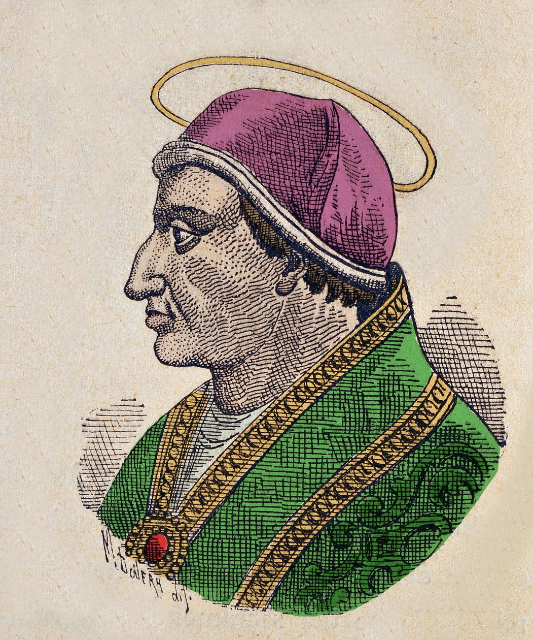 Portrett av paven Symmaque Jer (Symmachus eller Simmaco) (498-514) av Italian School