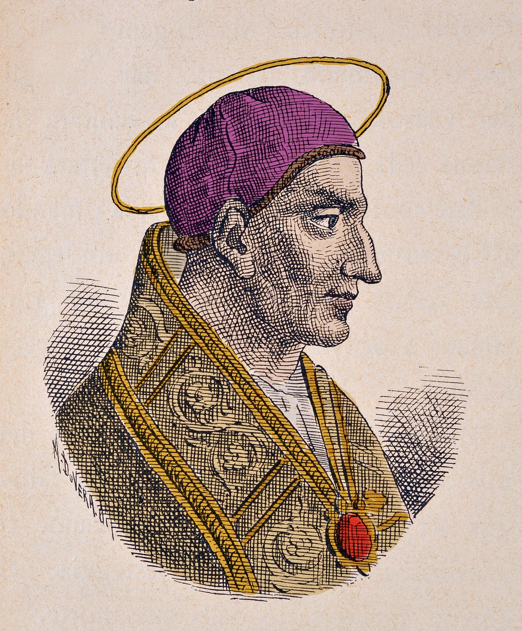 Portrett av paven Vitalien (Vitalianus eller Vitaliano) (657-672) av Italian School