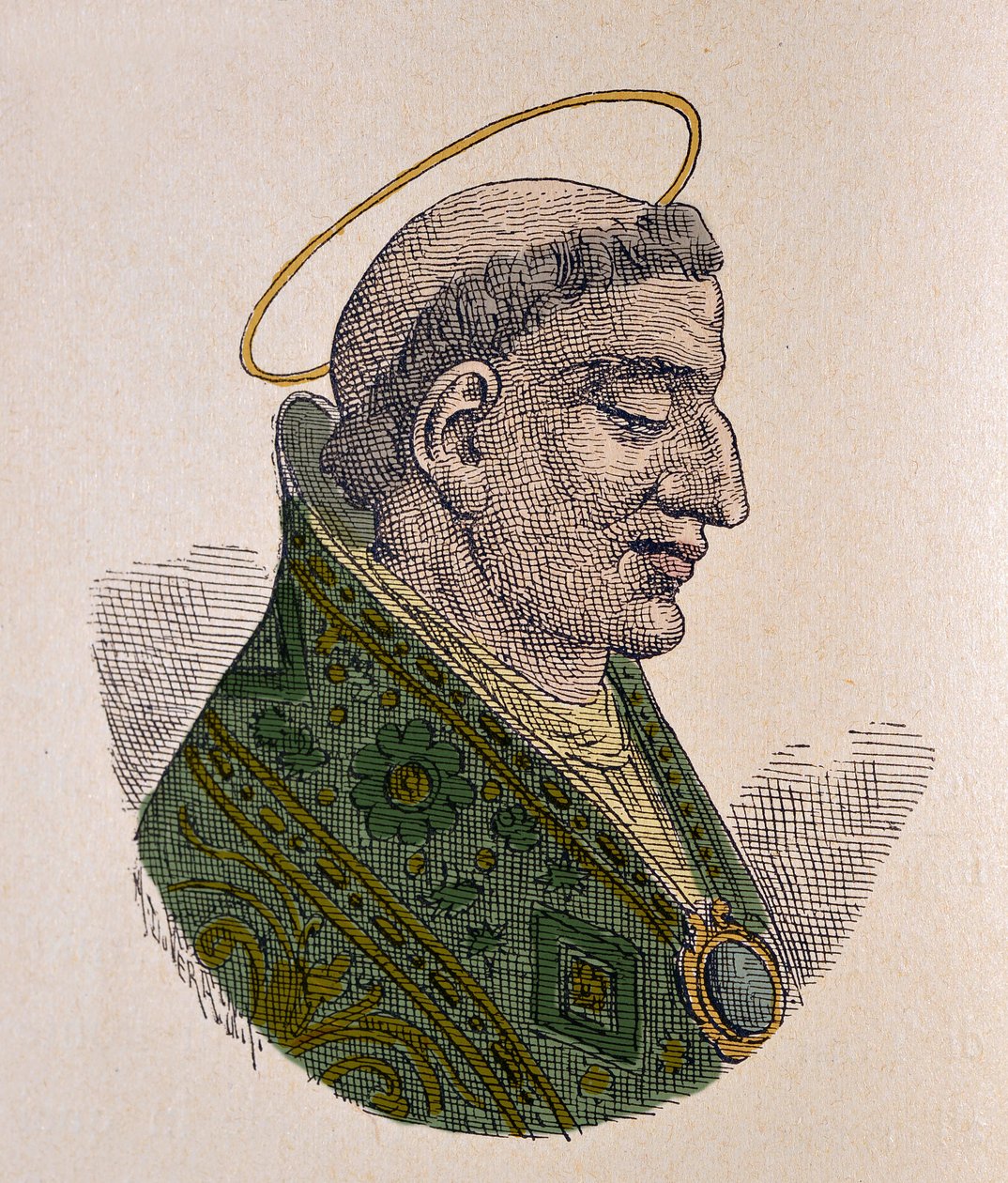 Portrett av pavens helgen Agathon (Agatho eller Agatone) (678-681) av Italian School
