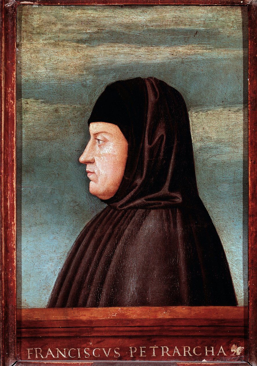 Portrett av poeten Francesco Petrarca dit Petrarch (1304-1374) Maleri av den venetianske skolen. Roma fra 1400-tallet, Galleria Borghese av Italian School