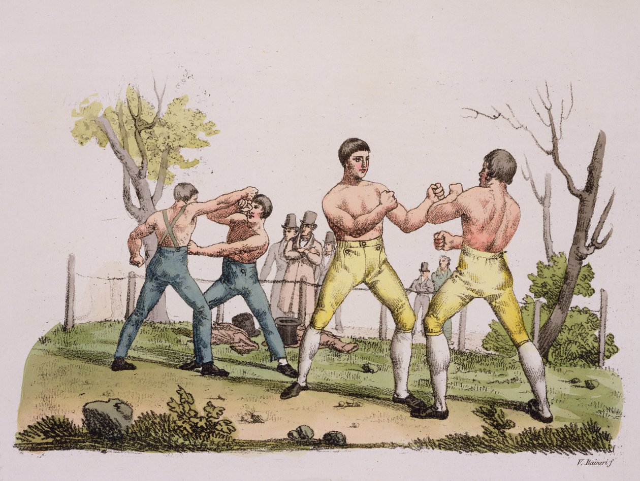 Pugilists, plate 31 fra The History of the Nations (akvatint) av Italian School