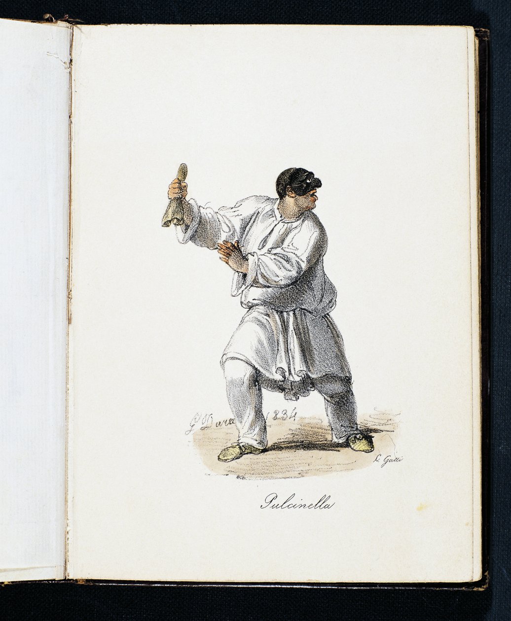 Pulcinella, Commedia dell'arte-karakter (litografi) av Italian School