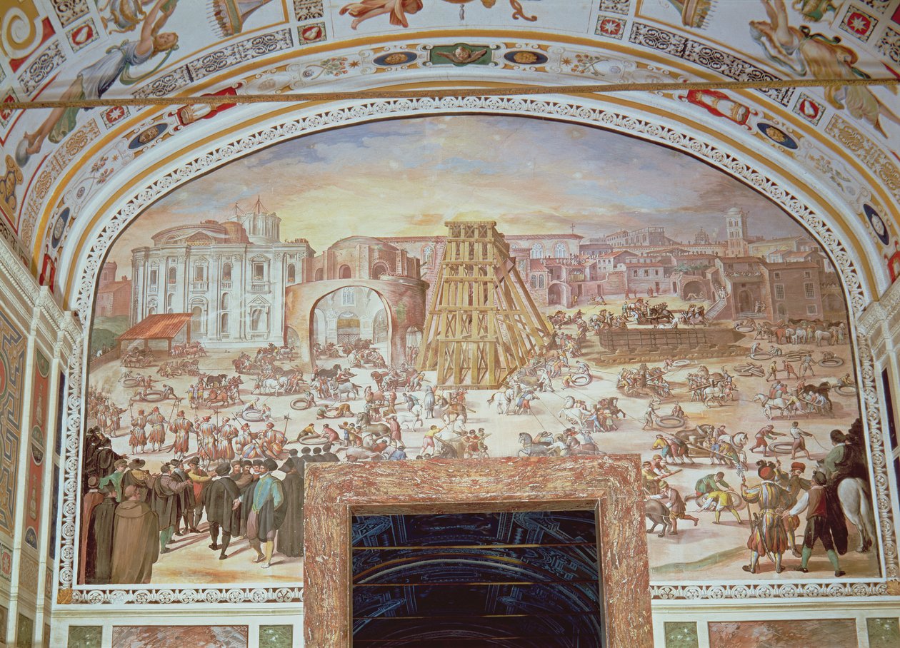 Fjerning av obelisken fra Circus of Nero av Italian School