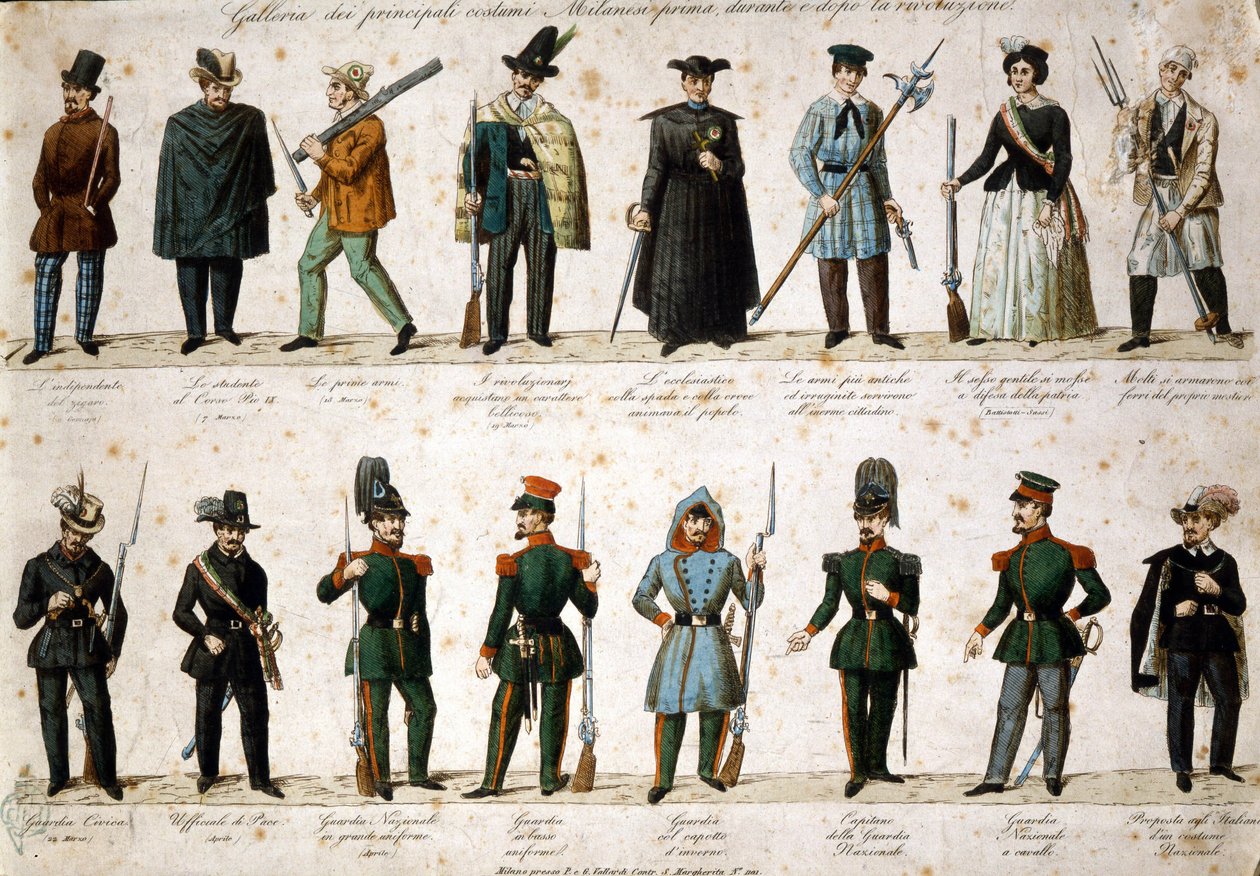 Risorgimento: The Five Days of Milan (Cinque giornate di Milano) (18.–22. mars 1848): dette er en av de første episodene av revolusjonene i 1848 (en del av den første italienske uavhengighetskrigen) som så fremveksten av milaneserne befolkningsopprører mot av Italian School