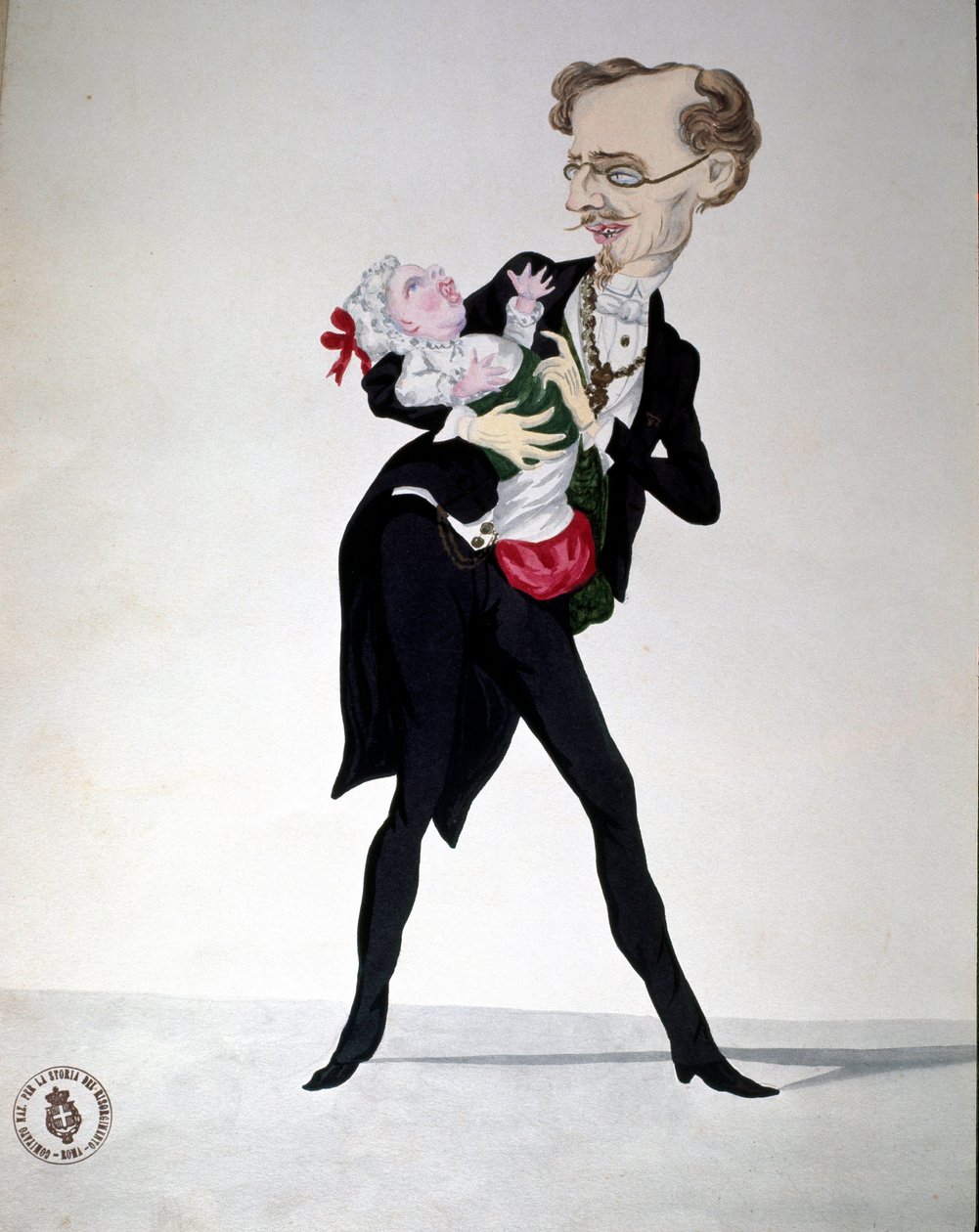 Risorgimento: Tegneserie som representerer finansministeren Bettino Ricasoli (1809-1880) 1865 Museo Nazionale Del Risorgimento Roma av Italian School