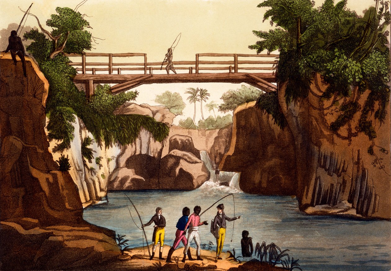 River Roccie nær San Benedetto, Isle of Madagaskar, fra Costumes of ... av Giulio Ferrario, ca. 1820-30-tallet av Italian School