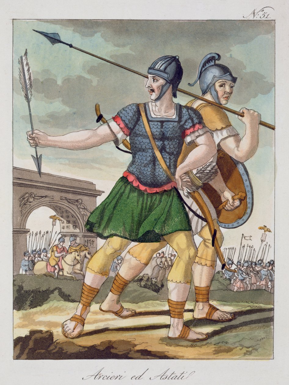 Roman Archers, fra LAntica Roma, 1825 av Italian School