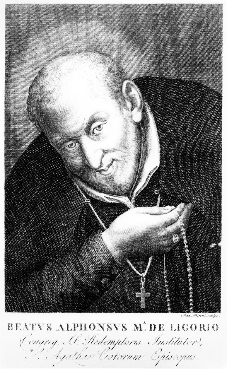 Saint Alphonsus Maria de Ligorio, trykk laget av Joan Petrini av Italian School