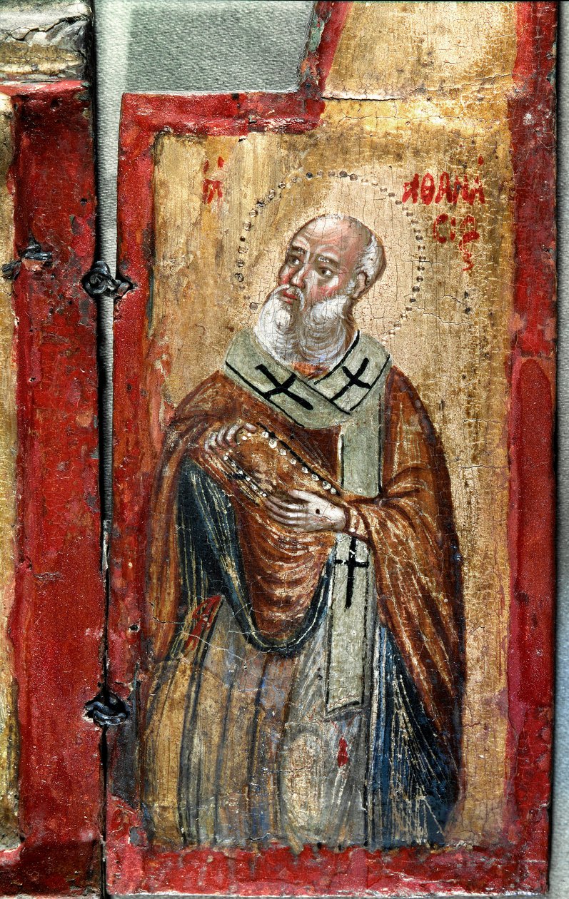 Saint Anastasia detalj. Triptyk av en gresk kunstner. Maling på tre. Venezia fra 1500-tallet, Museo Correr av Italian School