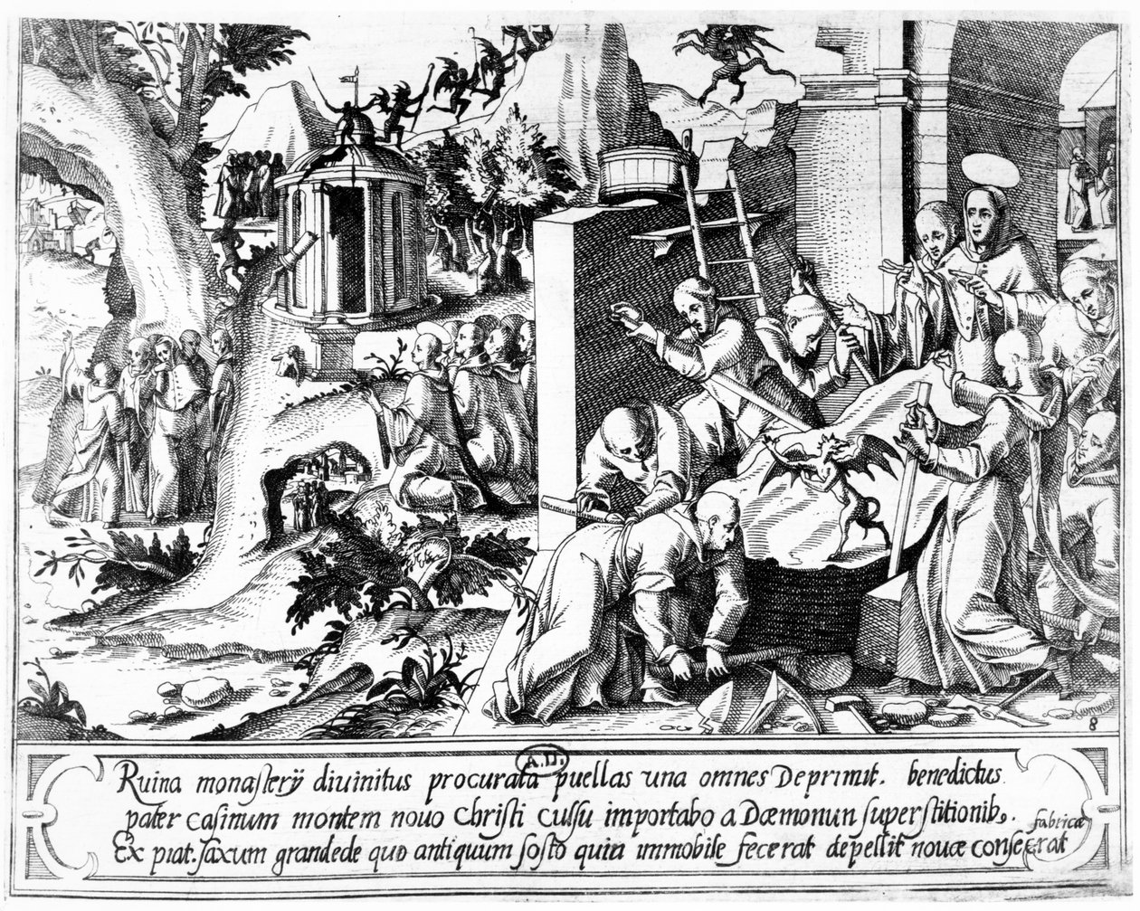 Saint Bruno grunnlegger Chartreuse-klosteret av Italian School