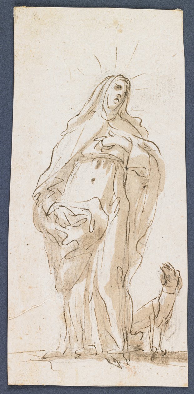 Saint Margaret of Cortona, sent på 1600-tallet (penn og brunt blekk og vask over svart kritt) av Italian School
