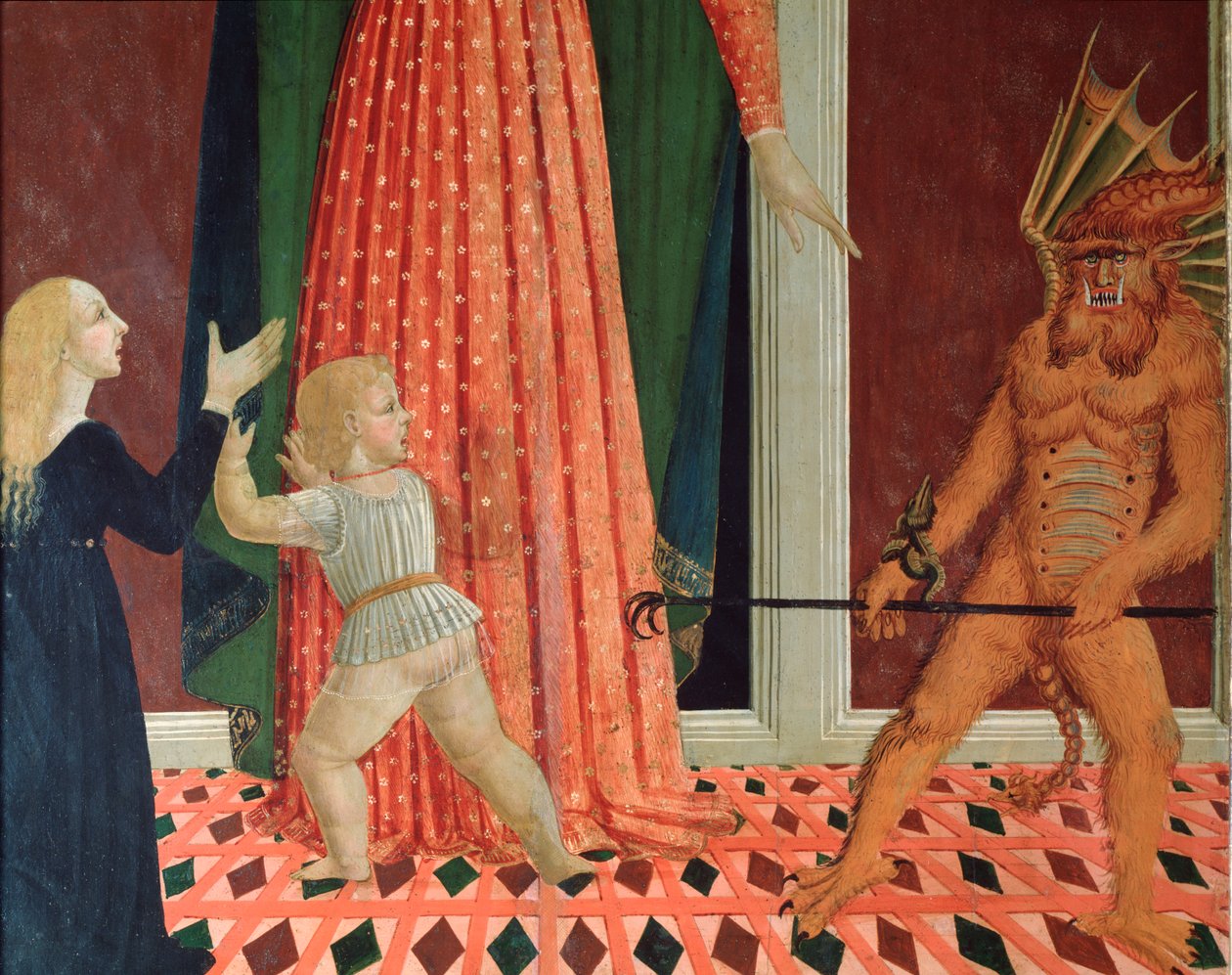 Santa Maria del Soccorso eller Mary Help of Christians Detalj av en demon (Detalj av en djevel) Maleri av den florentinske skolen på 1400-tallet Firenze Chiesa di Santo Spirito av Italian School