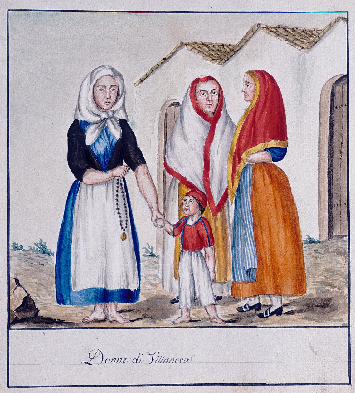 Sardinske kostymer av Villanova, trykt ms.258, Luzzetti Collection av Italian School