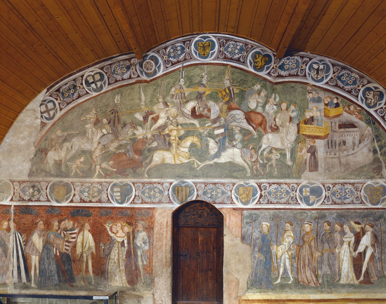 Scener av en turnering og hoffliv fra Casa dEstate (sommerhuset), 1388-1400 av Italian School