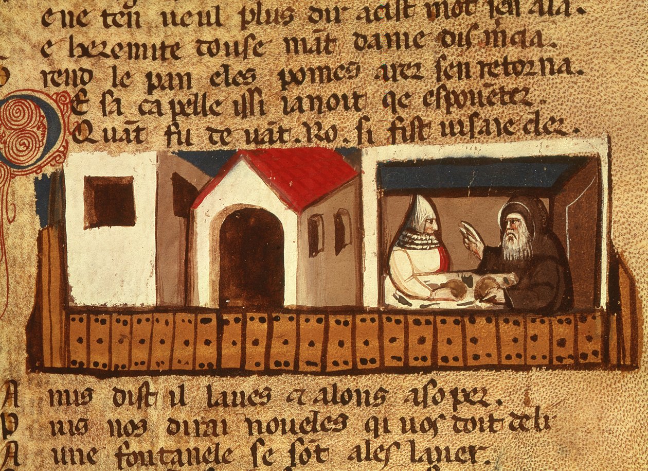 Søker asyl i et kloster, fra Codex Entree dEspagne av Italian School