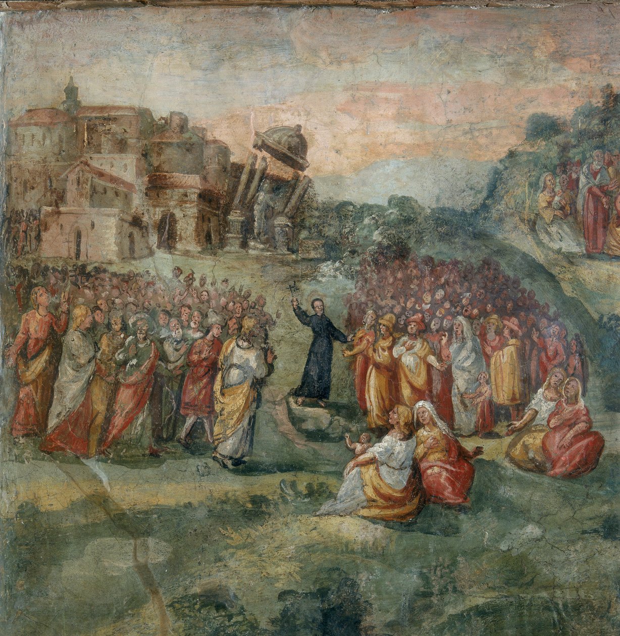 Preken av Saint Hippolytus, detalj av maleriet av Martyrdommen til Saint Hippolytus og hans følgesvenner av Italian School