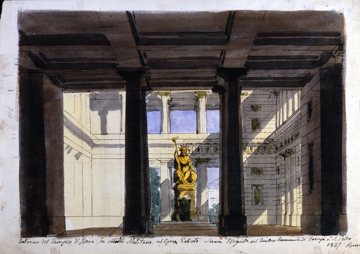 Scenografi for "Poliuto", kommunalt teater, Faenza, 1857 av Italian School