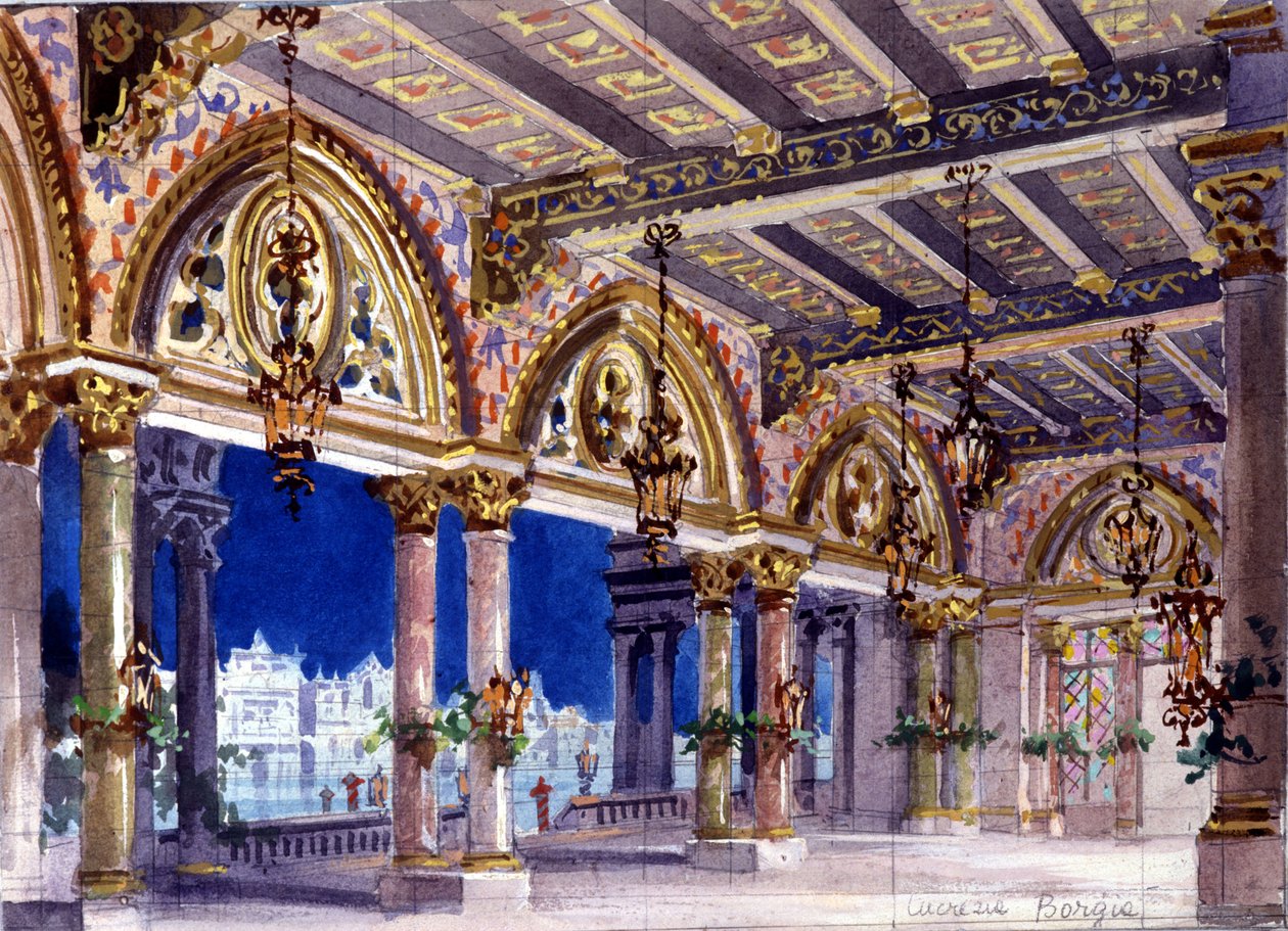 Scenografi for operaen "Lucrezia Borgia" av Gaetano Donizetti, Milano, 1833 av Italian School