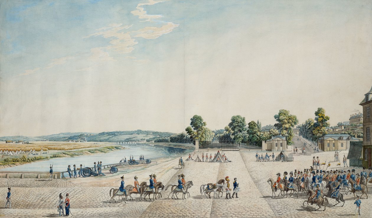 Signering av kapitulasjonen av Paris på Château de Saint-Cloud, 3. juli 1815 (akvarell) av Italian School