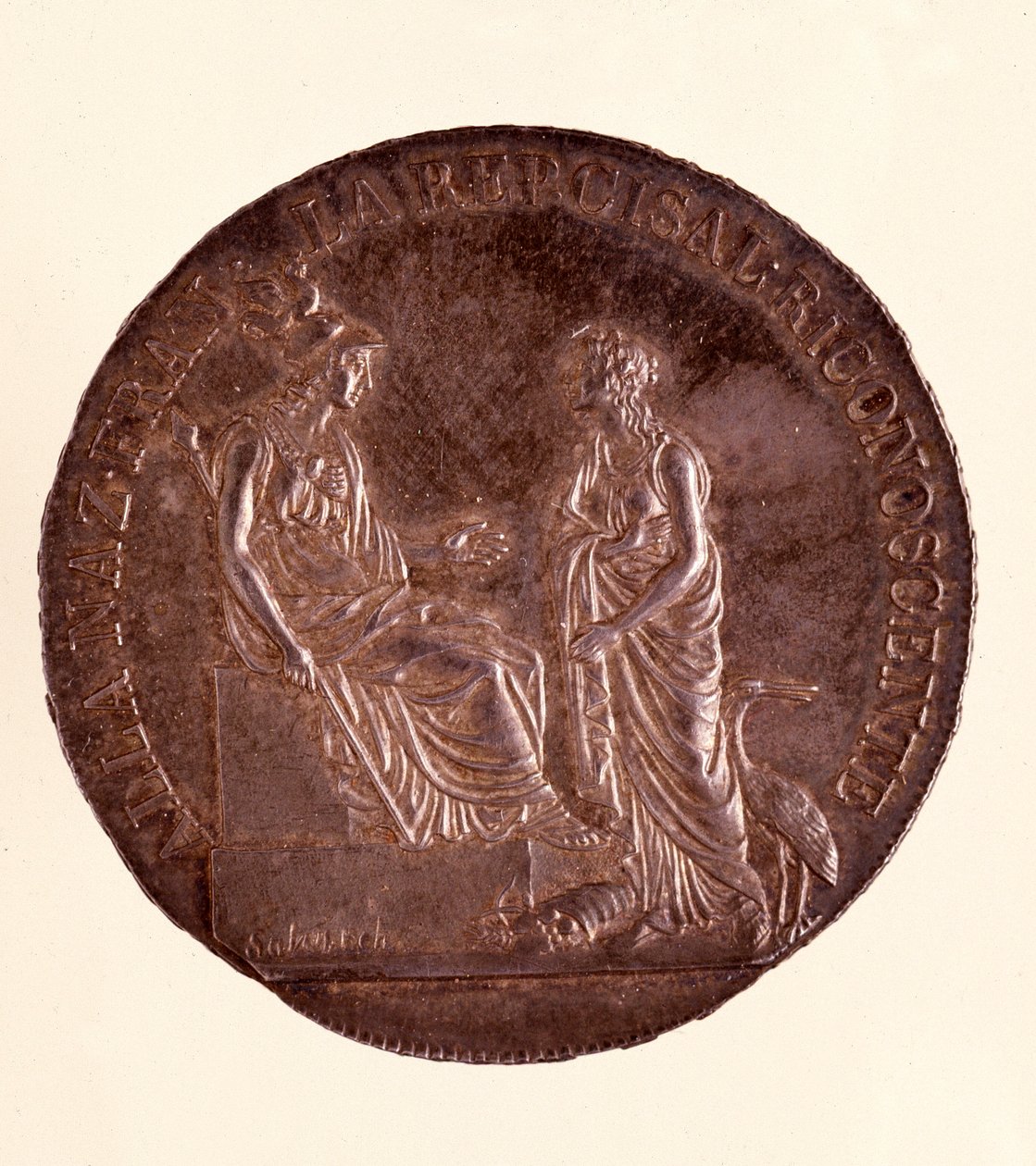 Sølv ecu fra Milano. 16.06.1800. Diam 3,9 cm Napoli, arkeologisk museum av Italian School